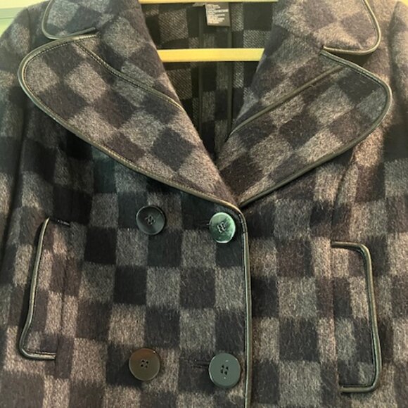Per Se, Navy & Gray Checkered Wool Jacket, Size 4 - Picture 5 of 11